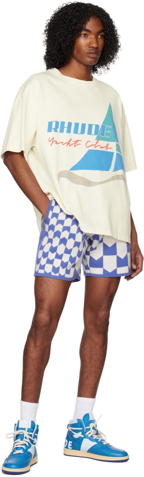 RHUDE Man Sneakers Blue Size 9 Leather