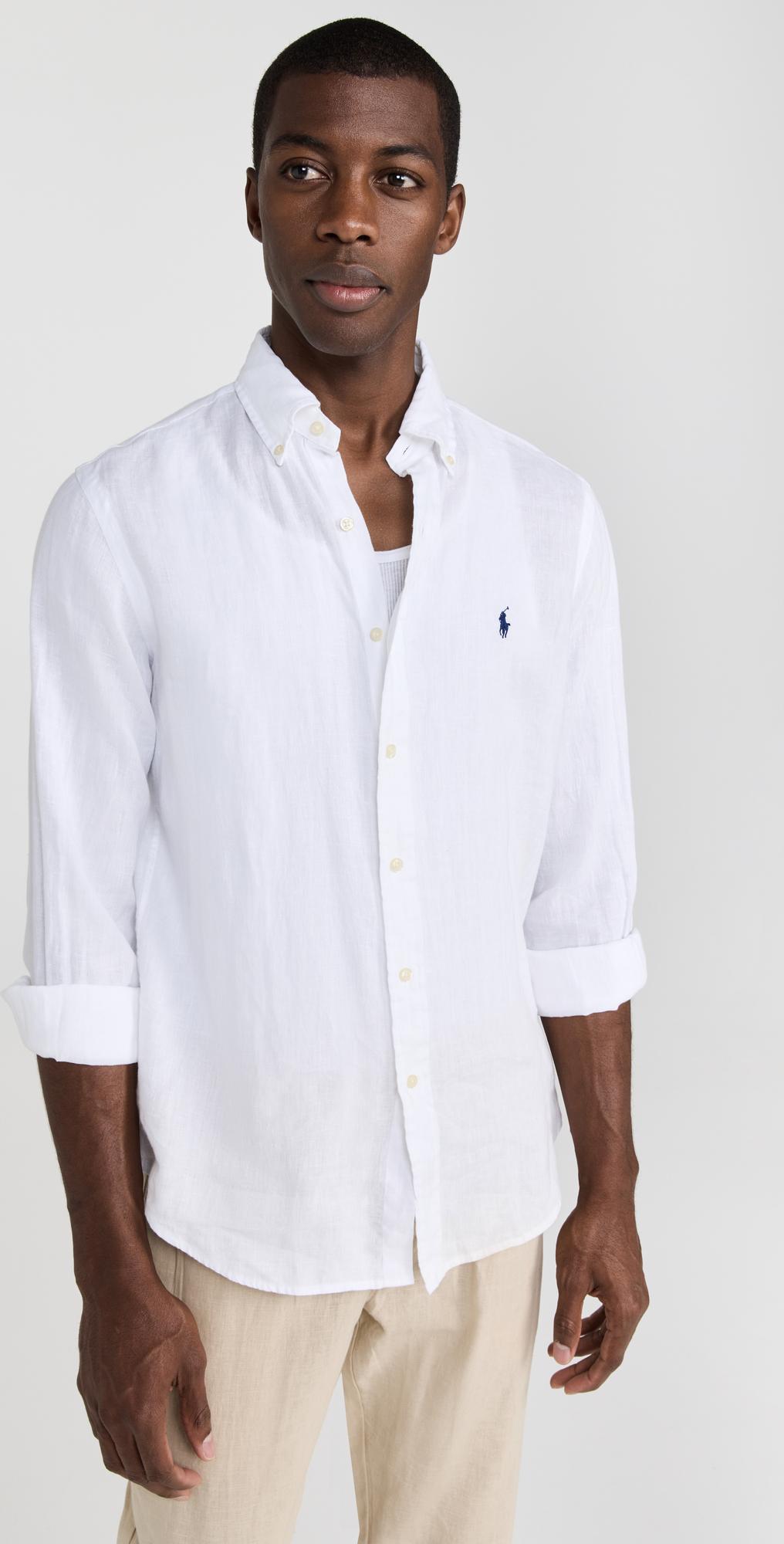 POLO RALPH LAUREN Long-sleeved Button-down Shirt With Tailored Fit In White