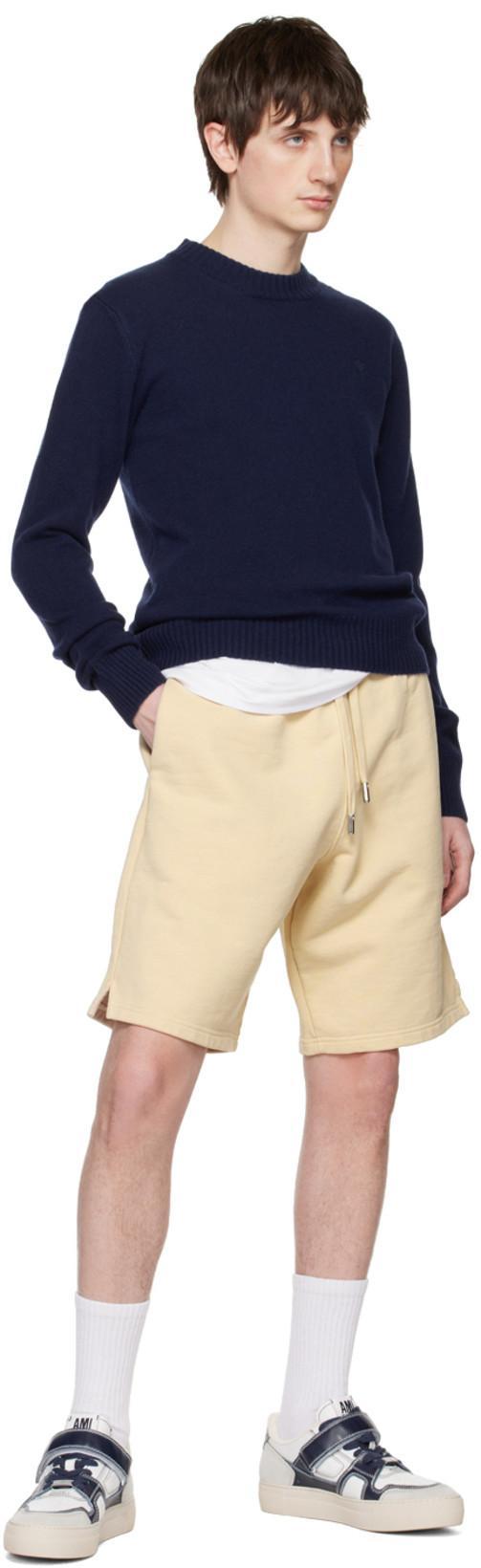 AMI ALEXANDRE MATTIUSSI Ami Paris Men Blue Crewneck Sweater With Adc Embroidery On The Front In Wool Blend Man