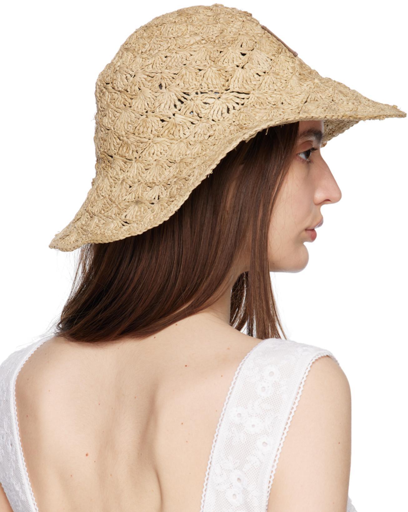 ISABEL MARANT Tulum Leather-trimmed Crocheted Raffia Hat In 23nl Natural