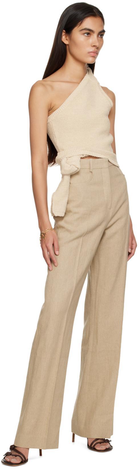 JACQUEMUS One-shoulder Knitted Top In Ivory