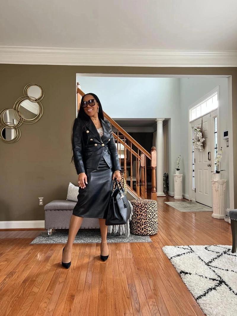 BALMAIN Black Double-breasted Jacket With Gold-colored Branded Buttons In Soft Leather Woman In Noir