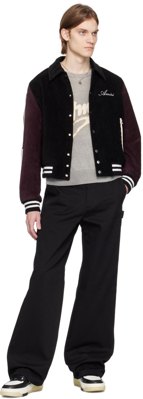 AMIRI Bones Wool Varsity Jacket In Black