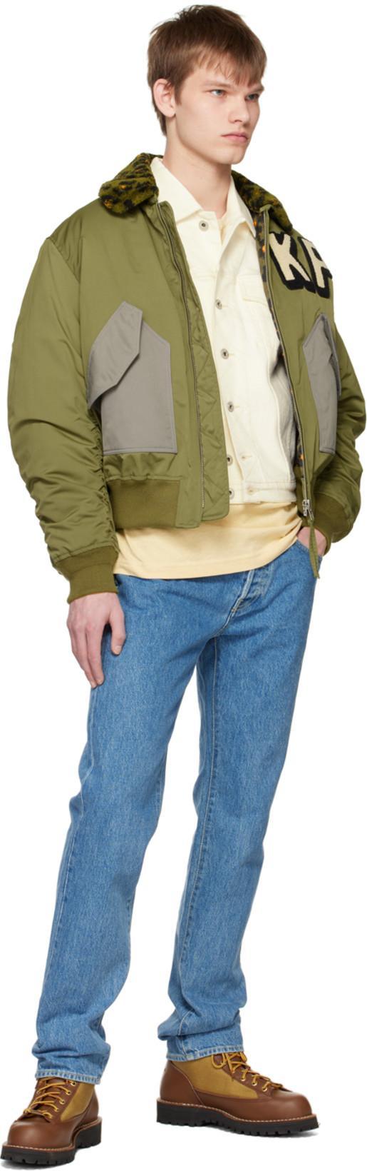 KENZO Logo-embroidered Bomber Jacket In Khaki