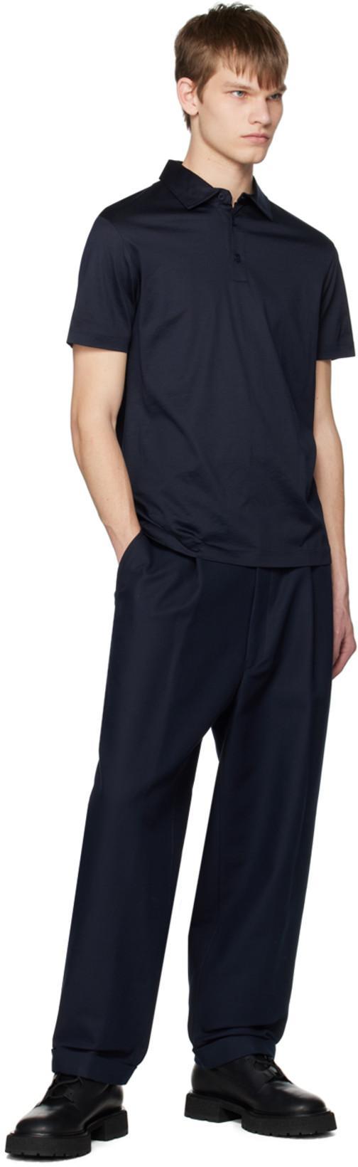 GIORGIO ARMANI Button Placket Polo Shirt In Blue