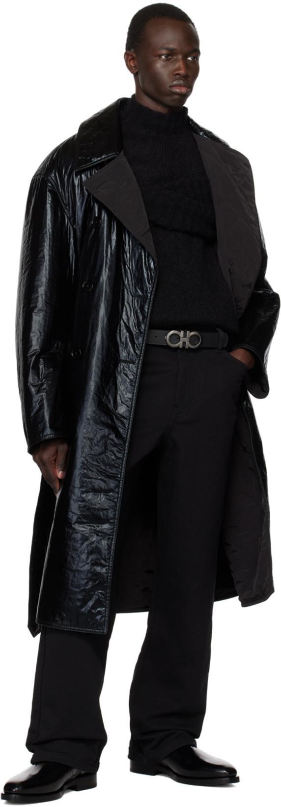 FERRAGAMO Reversible Black & Brown Gancini Belt In Nero || Hickory