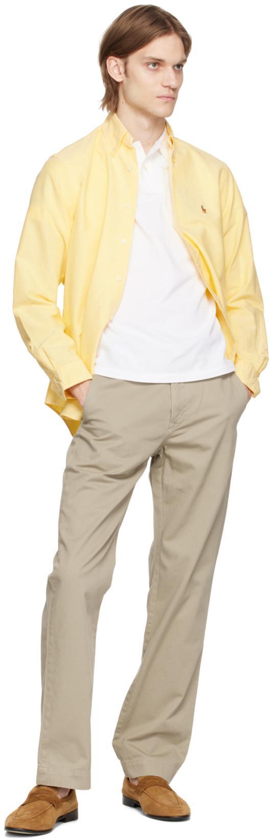 POLO RALPH LAUREN Polo Pony Embroidered Oxford Shirt In Yellow