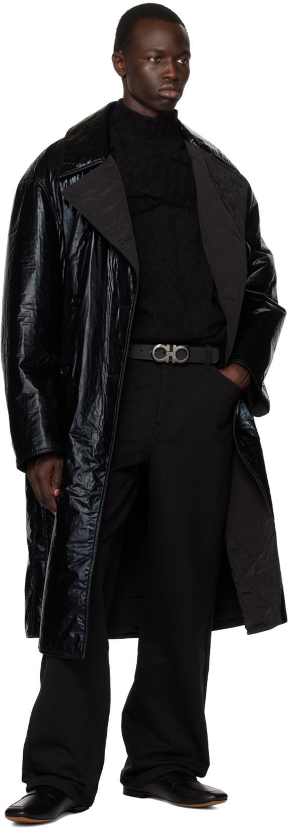 FERRAGAMO Reversible Black & Brown Gancini Belt In Nero || Hickory