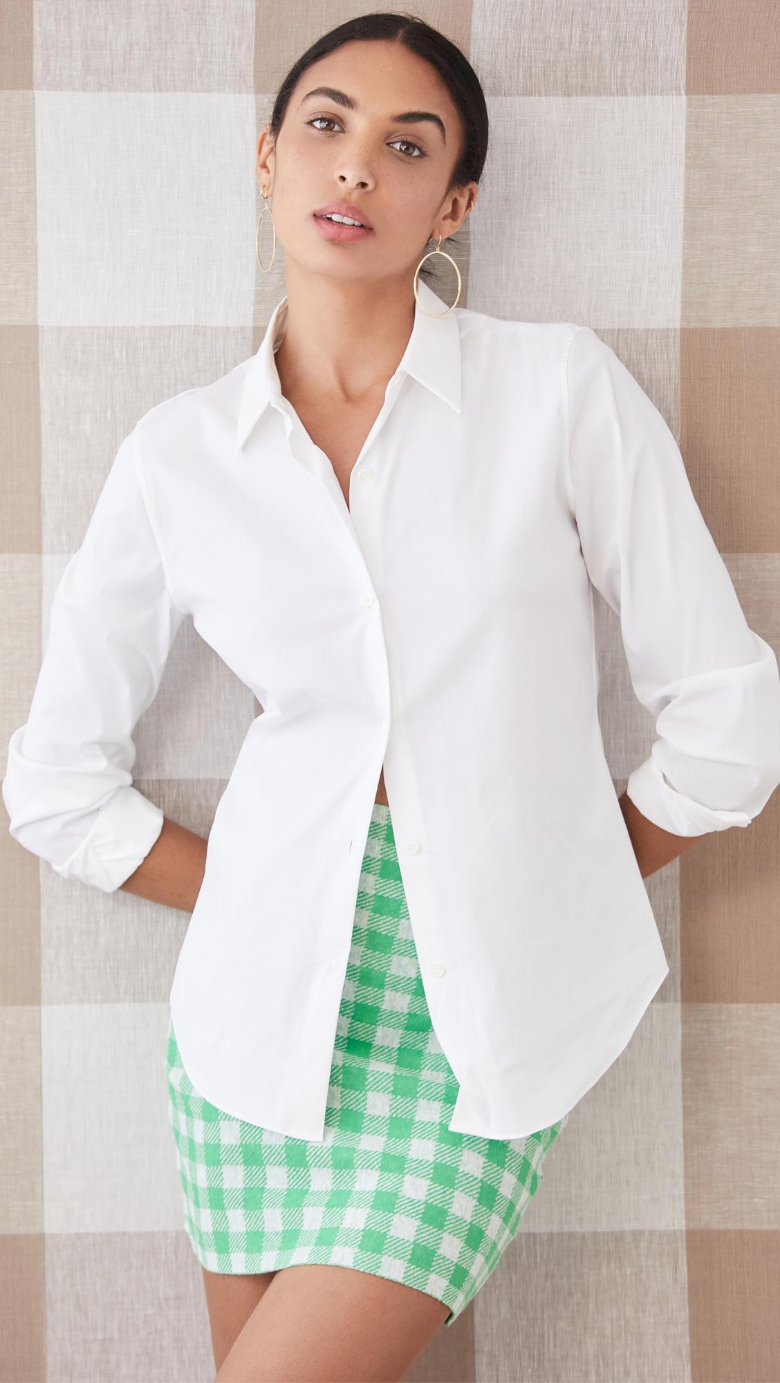 THEORY Button-front Boyfriend Shirt In White