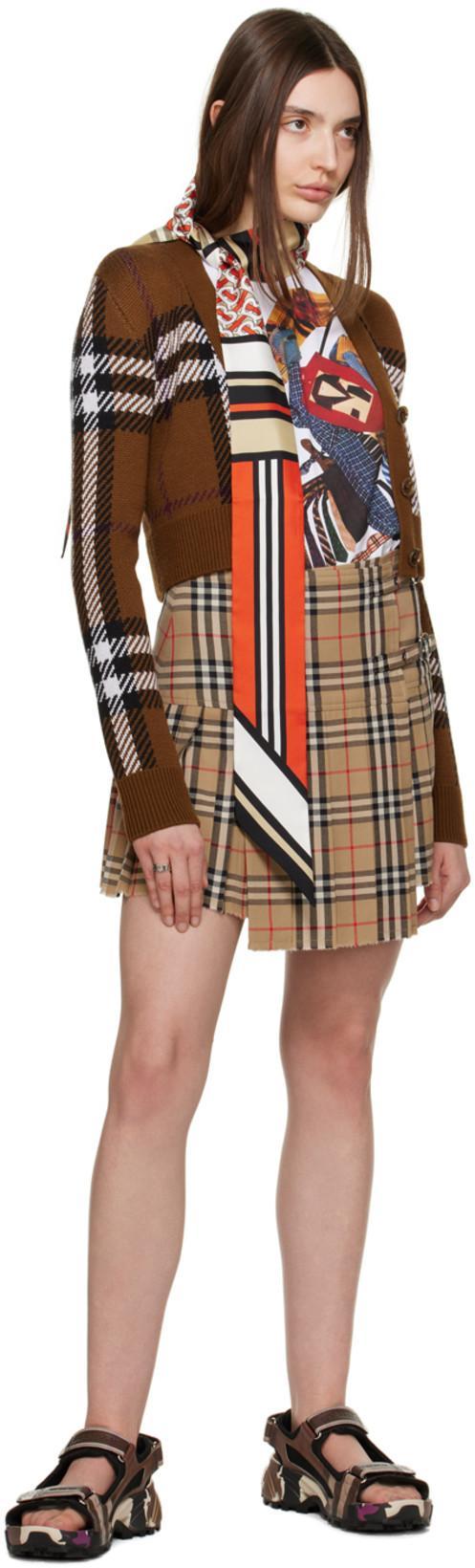 BURBERRY Check Wool Mini Kilt In Animal Print