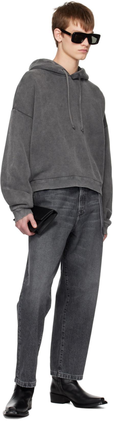 ACNE STUDIOS Men Logo Cotton Hoodie In Gray