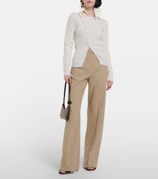 JACQUEMUS Asymmetric Ribbed Cardigan In Off White
