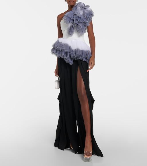 AMINA MUADDI Dalida Glass Pvc Platform Mules In Transparent