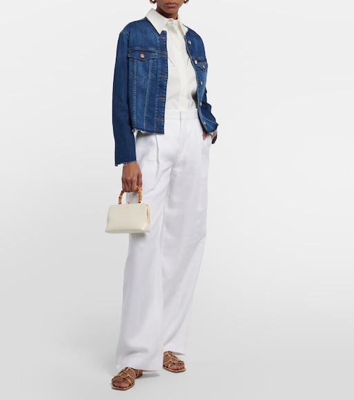CHLOÉ Mid-rise Straight Linen Pants In White