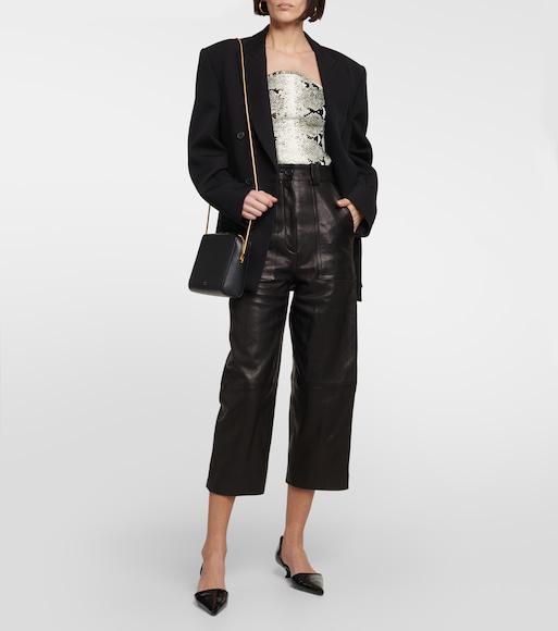 KHAITE High-rise Straight-leg Leather Pants In Black