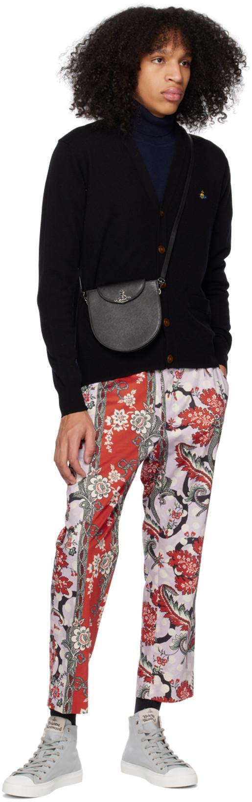 VIVIENNE WESTWOOD Black V Neck Cardigan With Orb Embroidery In Cotton And Cashmere