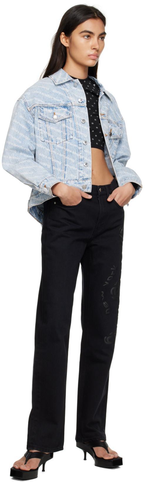 ALEXANDER WANG Falling Back Logo-print Denim Jacket In Blue