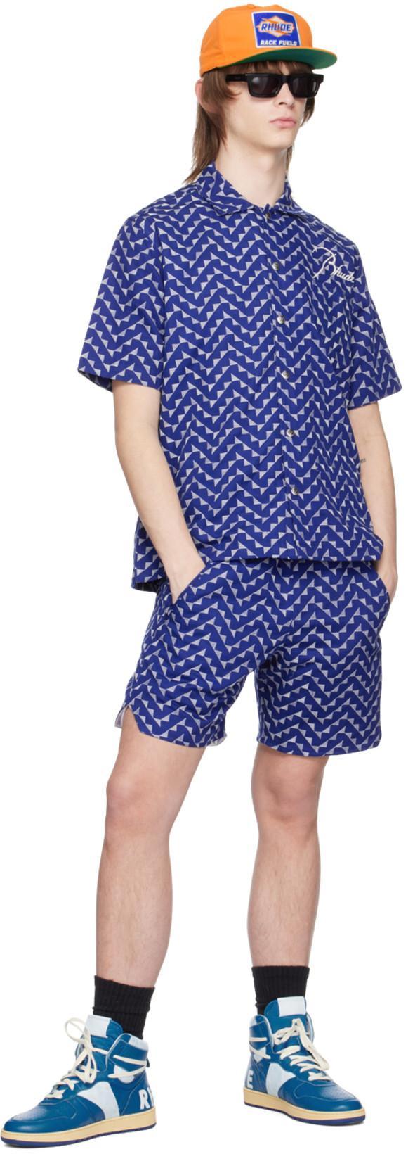 RHUDE Man Sneakers Blue Size 9 Leather