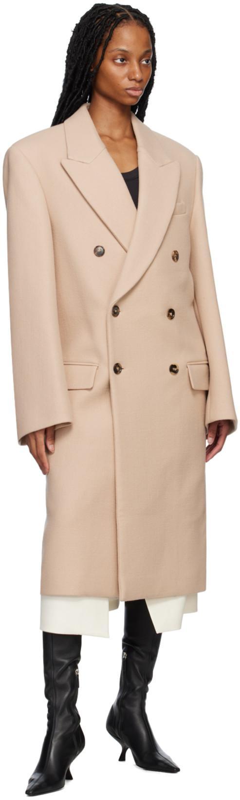 WARDROBE.NYC Beige Hailey Bieber Edition Double-breasted Coat In Biscuit