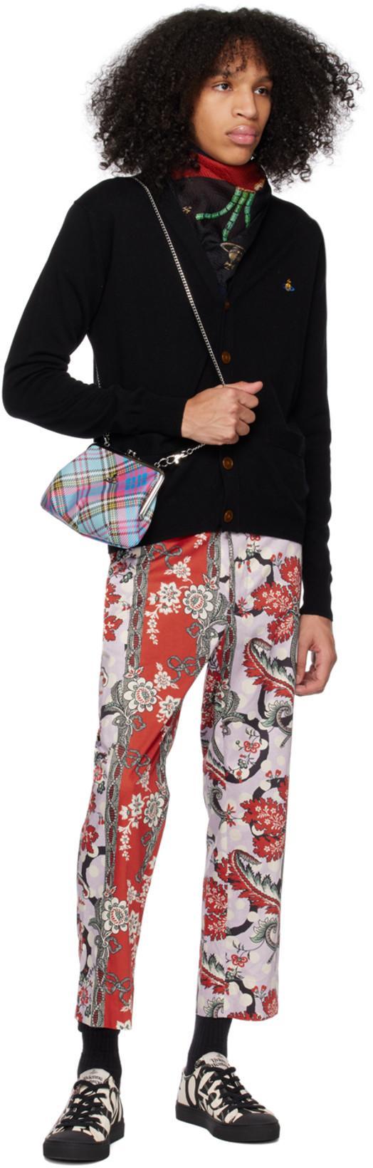 VIVIENNE WESTWOOD Black V Neck Cardigan With Orb Embroidery In Cotton And Cashmere