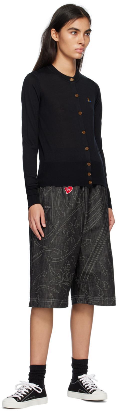 VIVIENNE WESTWOOD Cropped Cardigan With Distinctive Buttons And Embroidered Emblem In Black