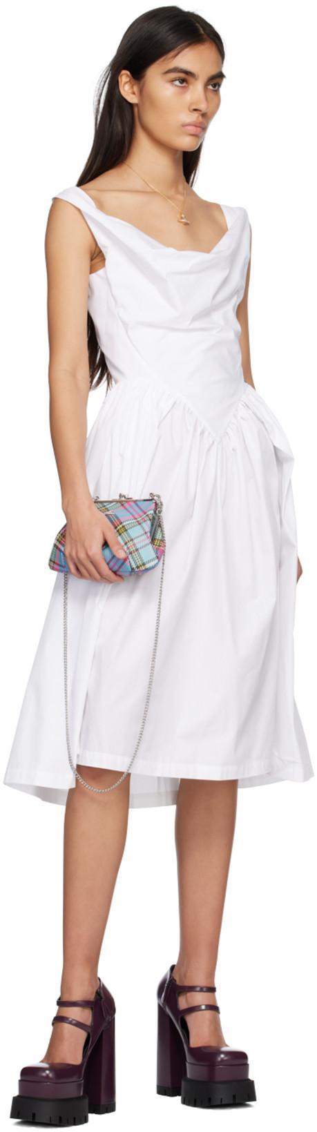 VIVIENNE WESTWOOD Sunday Draped Cotton And Silk Midi Dress In White