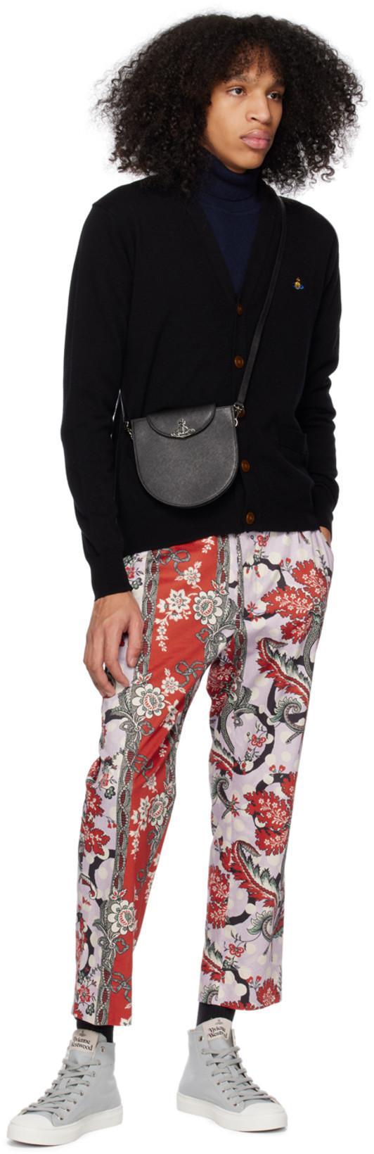 VIVIENNE WESTWOOD Black V Neck Cardigan With Orb Embroidery In Cotton And Cashmere