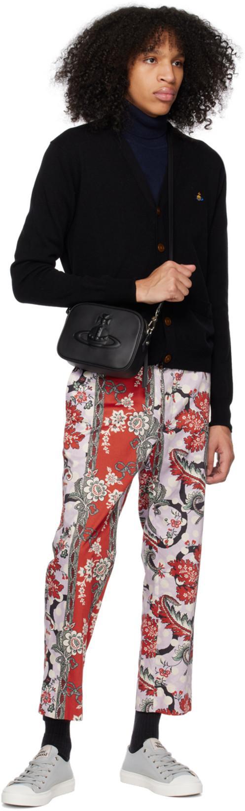 VIVIENNE WESTWOOD Black V Neck Cardigan With Orb Embroidery In Cotton And Cashmere