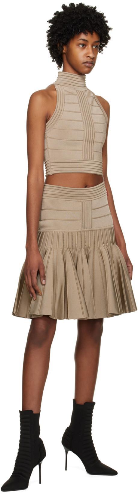 BALMAIN Brown Mock Neck Tank Top In 0av Sable