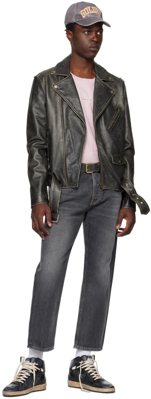 GOLDEN GOOSE Stonewashed Effect Loose Skate Fit Cory Jeans 20cm In Black