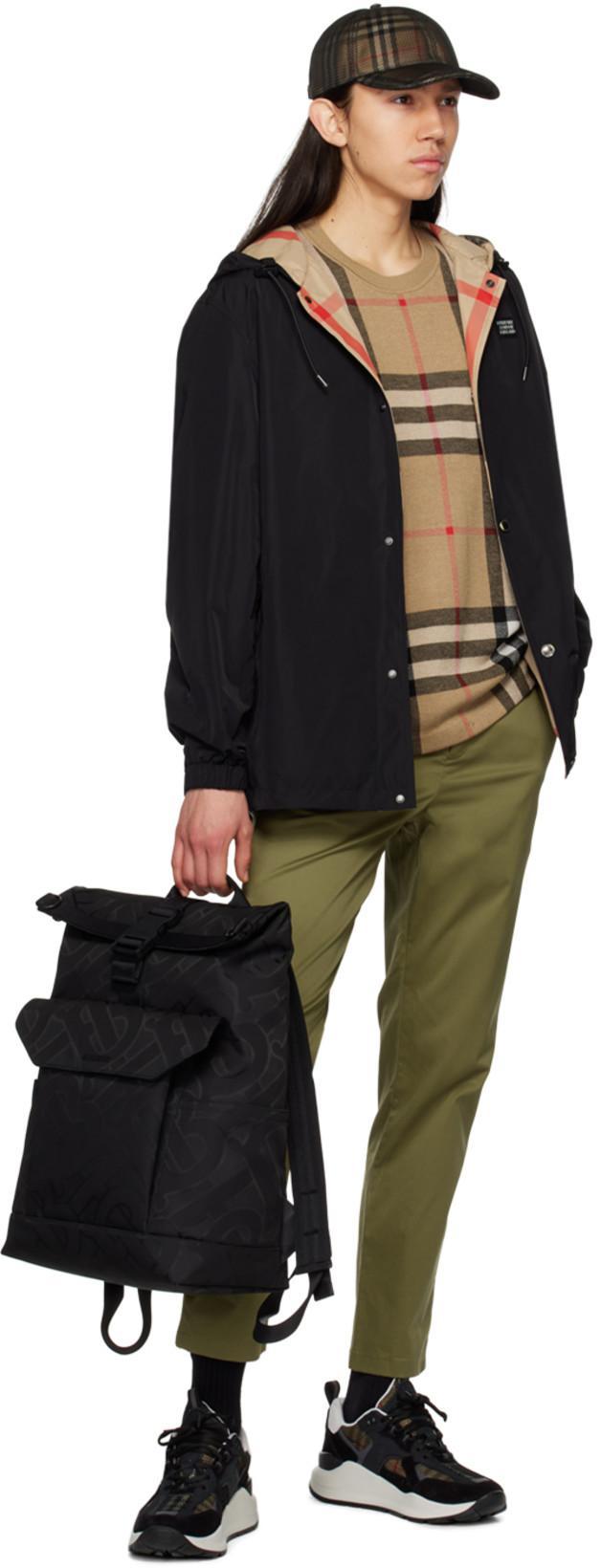 BURBERRY Black Polyester Sports Jacket In Green