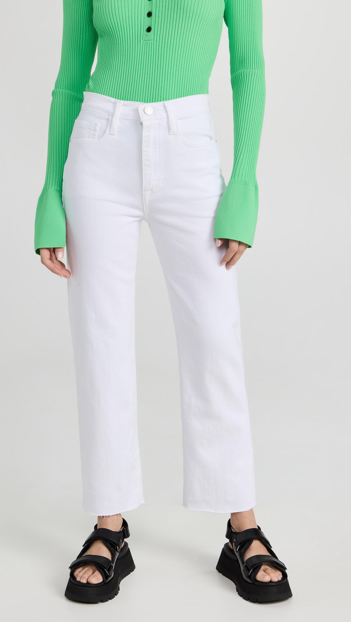 FRAME The Pencil Crop High Waist Ankle Slim Straight Leg Jeans In White