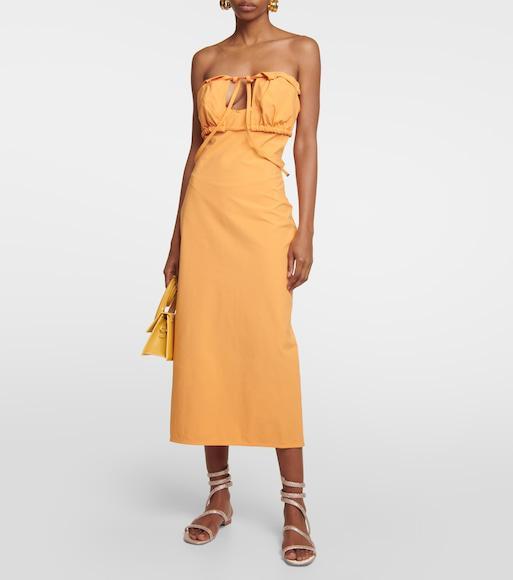 JACQUEMUS Hielo Cutout Draped Wool-blend Halterneck Mini Dress In Orange