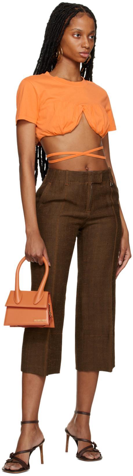 JACQUEMUS Le Pantalon Areia Cropped Trousers In Brown