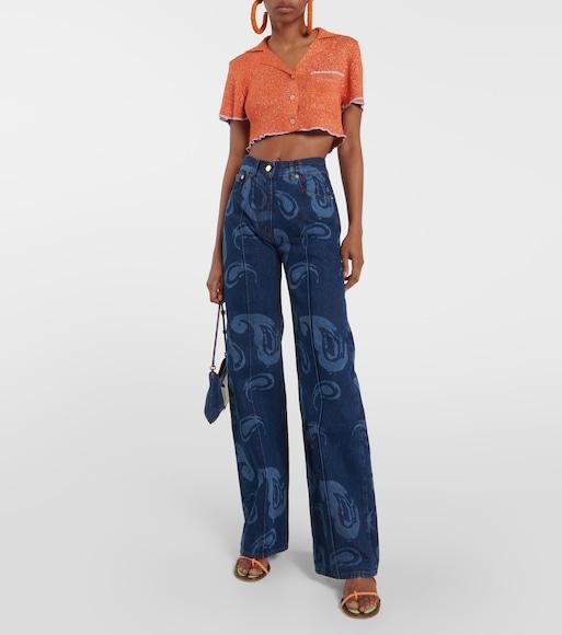 JACQUEMUS Raffia Hoop Earrings In Orange