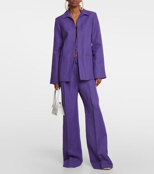 JACQUEMUS Banha Pleated Twill Wide-leg Pants In Purple