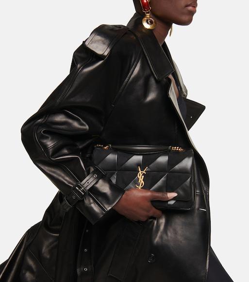 SAINT LAURENT Belted Leather Trench Coat In Black