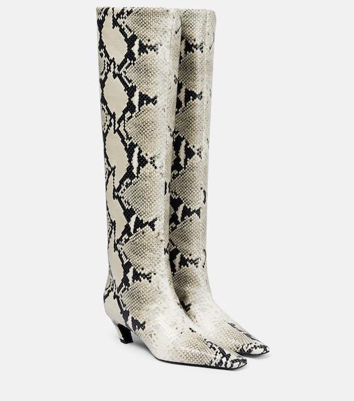 KHAITE Davis Croc-effect Leather Knee-high Boots In Multicolor
