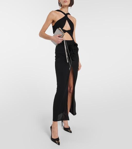 MAGDA BUTRYM Cut-out Bodysuit With Rose Applique In Black