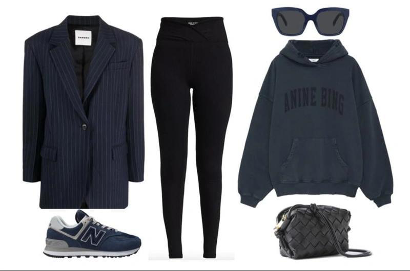 ANINE BING Oversized Grey Sweatshirt With Bold Branding And Relaxed Fit In Black