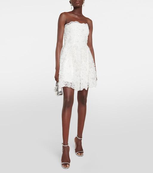 SELF-PORTRAIT Self Portrait 'white Tulle Satin Bow Mini' Dress