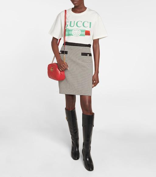 GUCCI Lipstick Print Print Cotton T-shirt In Sunlight
