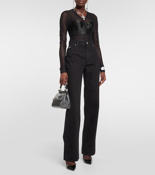 DOLCE & GABBANA Straight Medium Waist Denim Jeans In Black