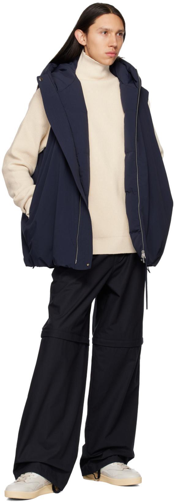 JIL SANDER White Leather And Fabric Sneakers In Neutral