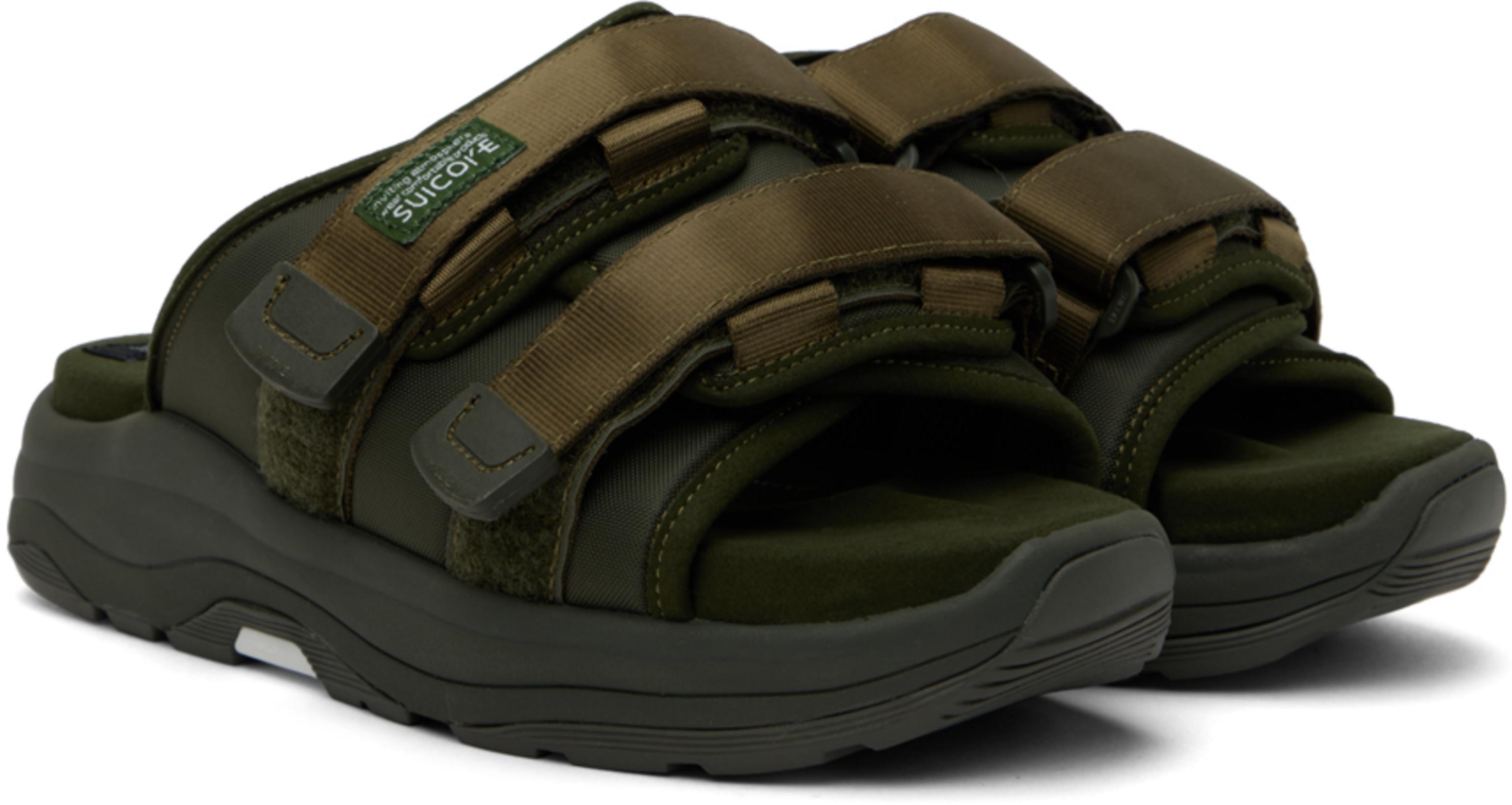 SUICOKE Khaki Moto-run Sandals In Olive
