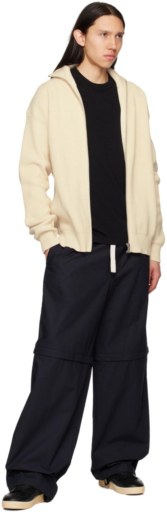 JIL SANDER Long-sleeved Rib Cardigan In Nude