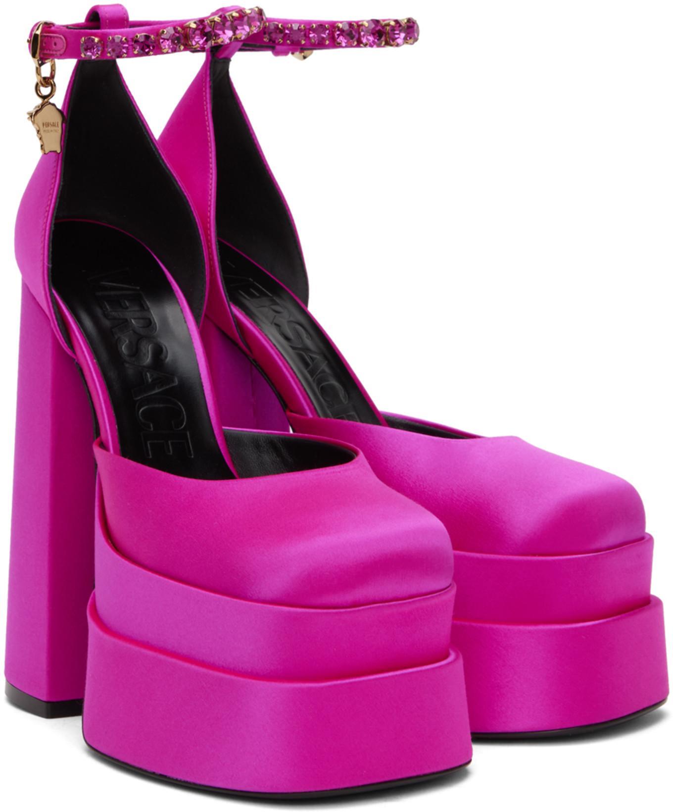 VERSACE Medusa Aevitas Double Platform Pumps In Purple