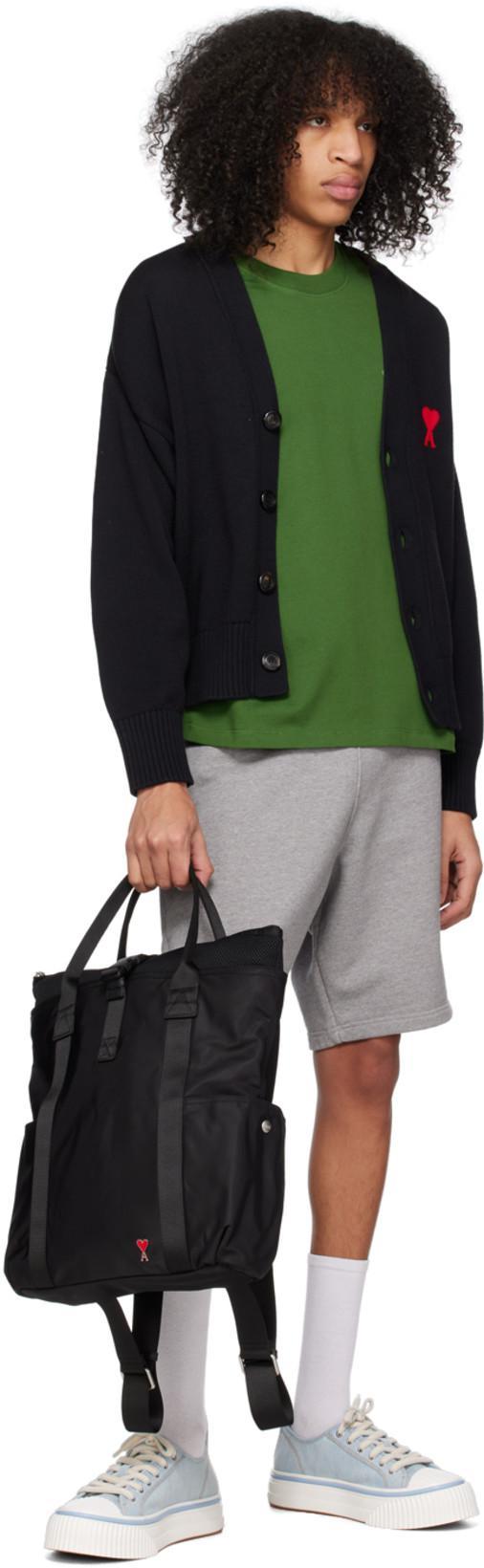 AMI ALEXANDRE MATTIUSSI Ami Paris Logo Embroidered V-neck Cardigan In Animal Print