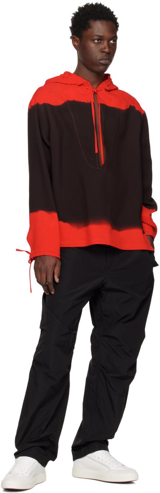 FERRAGAMO Red & Purple Drawstring Hoodie In Black Red