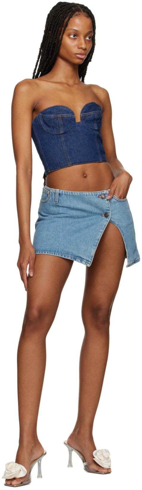 MAGDA BUTRYM Bustier Denim Top In Multi